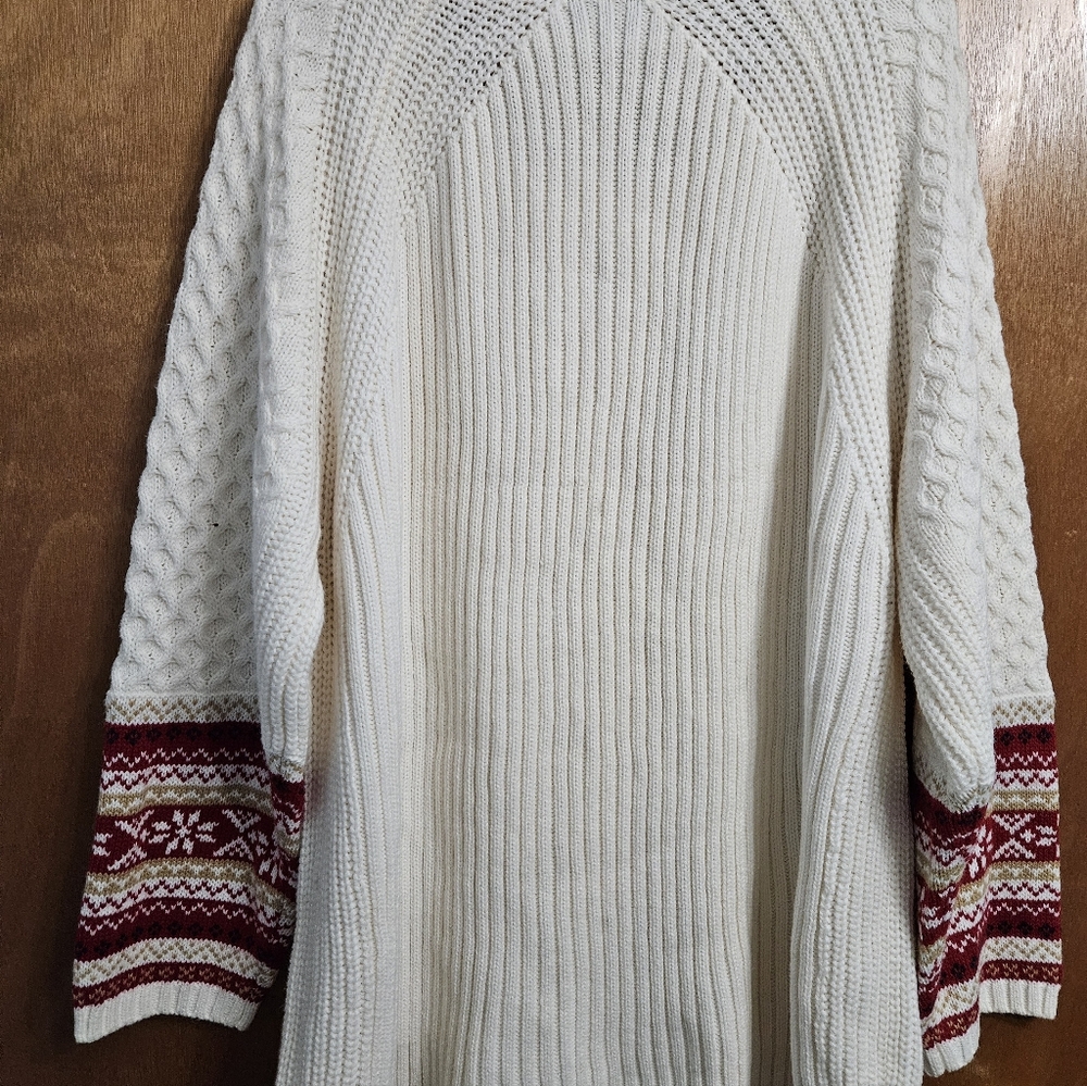 Coldwater Creek Christmas Sweater Ivory With Red Accents Size 3 XL - Picture 4 of 9